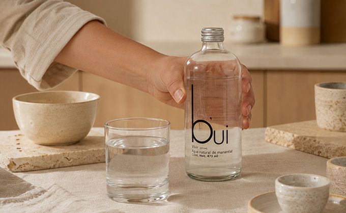 Persona sosteniendo una botella b'ui